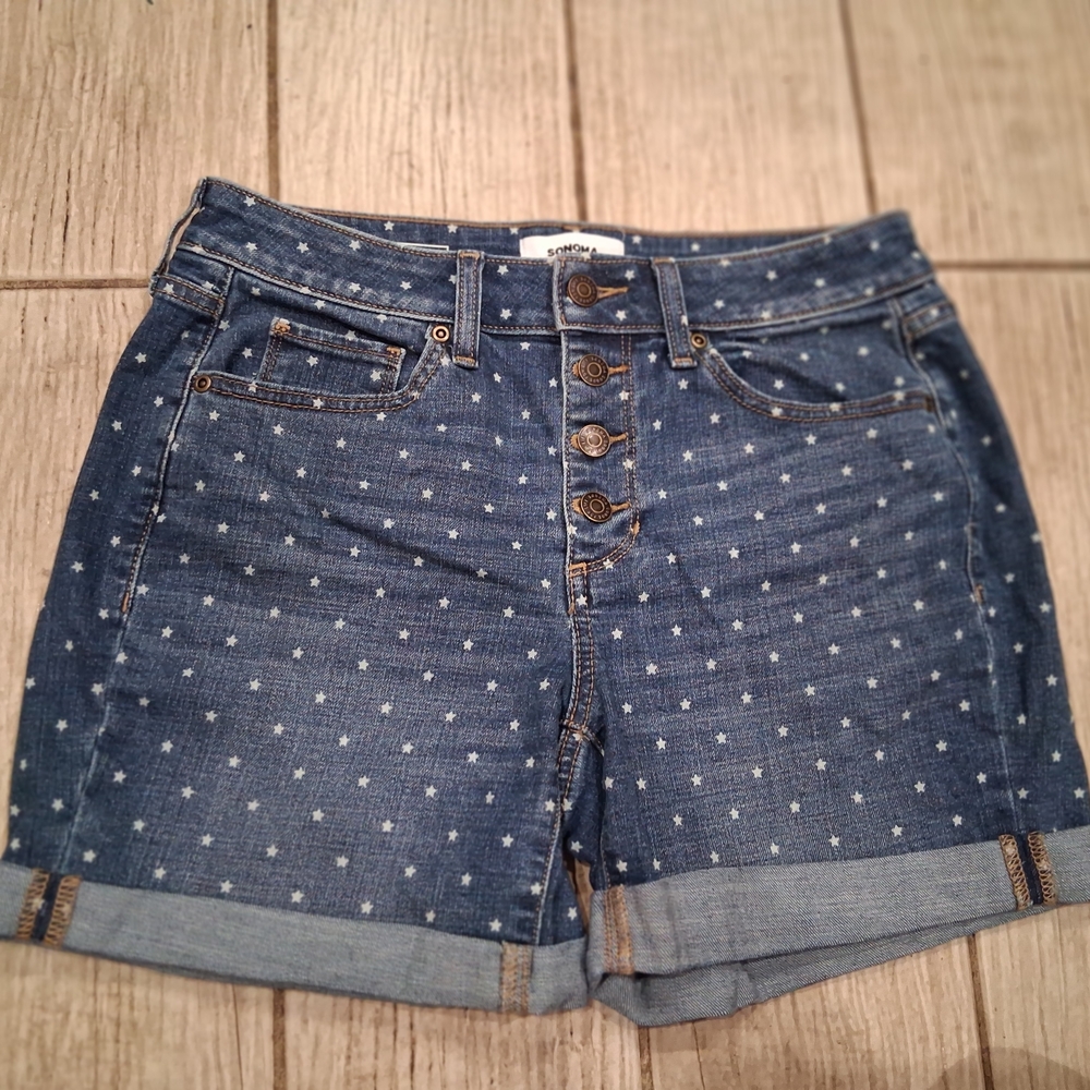 Sonoma Blue Star-Patterned Jean Shorts
